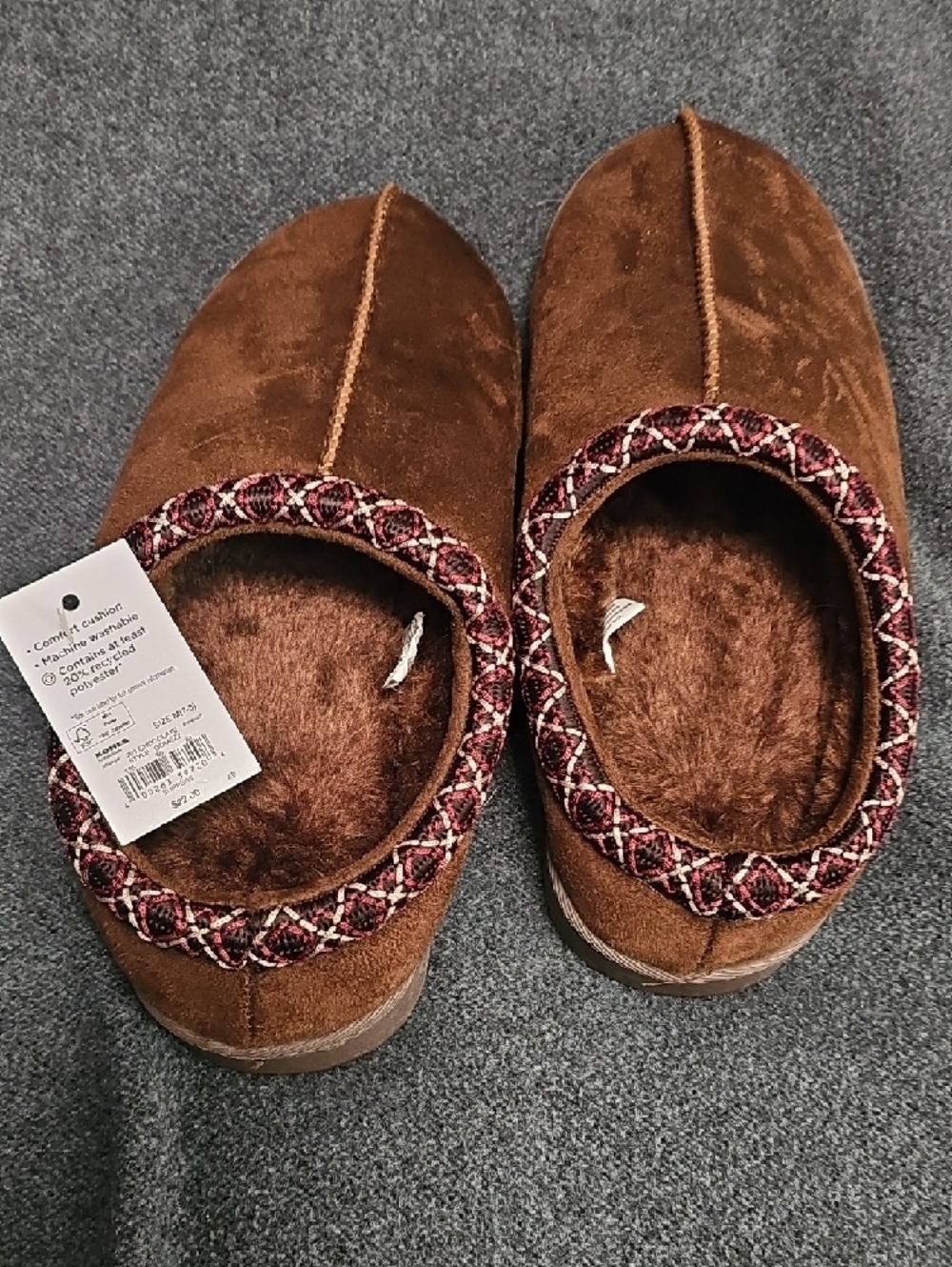 Sonoma Brown Suede-Look Fuzzy Lined Women’s Slippers - Picture 3 of 4